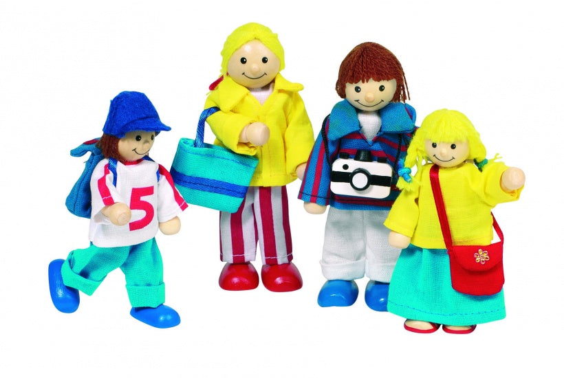 Houten Buigpopjes Set Familie Op Vakantie 9-10