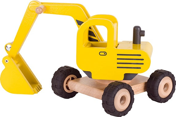 houten graafmachine 20 cm geel