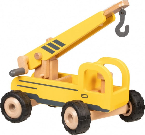 houten hijskraan 28 cm geel