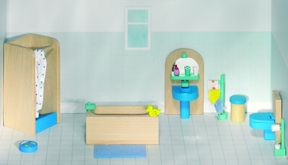 Houten Poppenhuis Moderne Badkamer 17-Delig