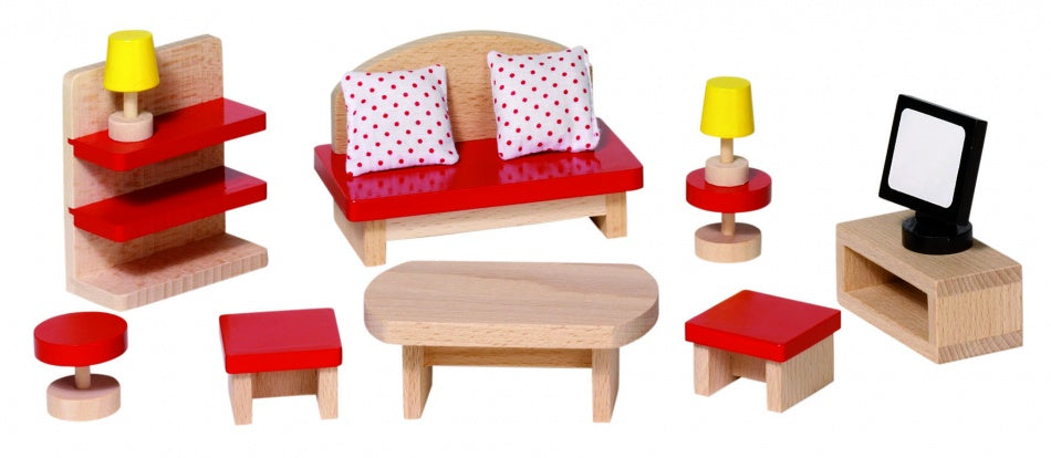 Houten Poppenhuis Woonkamer 13-Delig