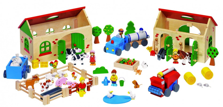 Houten Poppenhuis:mijn Boerderij 71-Delig