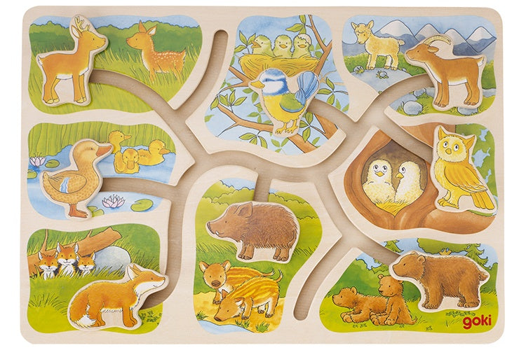 schuifpuzzel Wie Hoort Bij Wie junior 30 cm hout