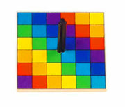 houten tol met vierkantjes multicolor