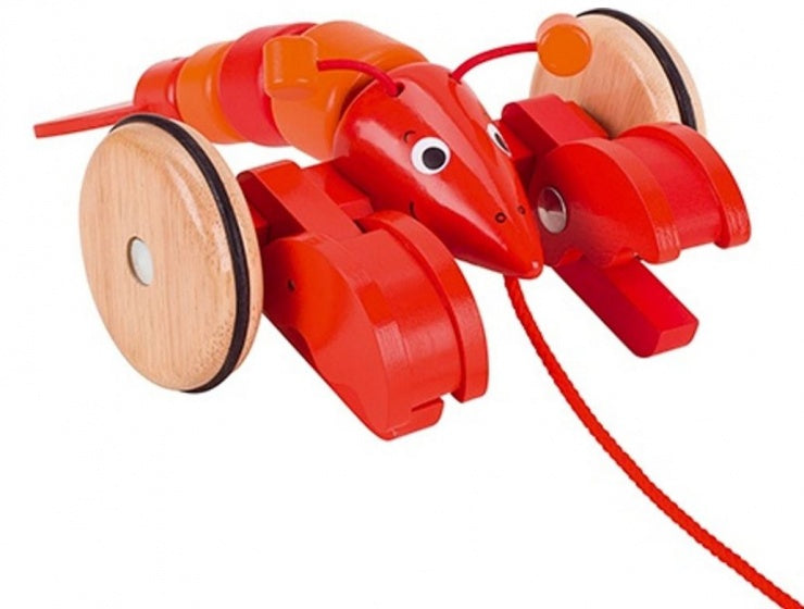 houten trekdier kreeft 27 cm