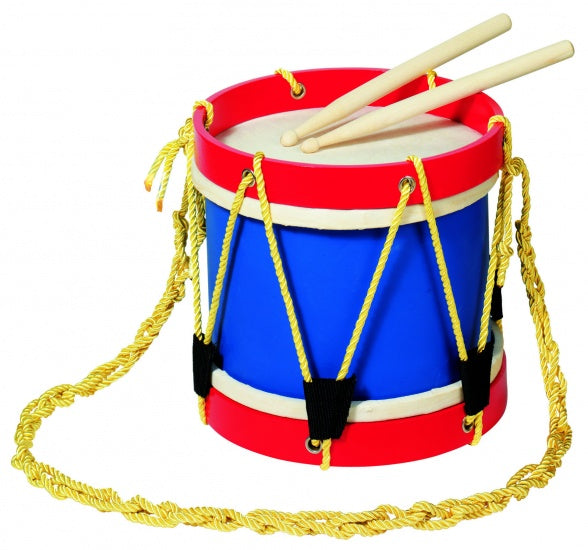 Houten Trommel Rood Met Blauw: Diameter 21
