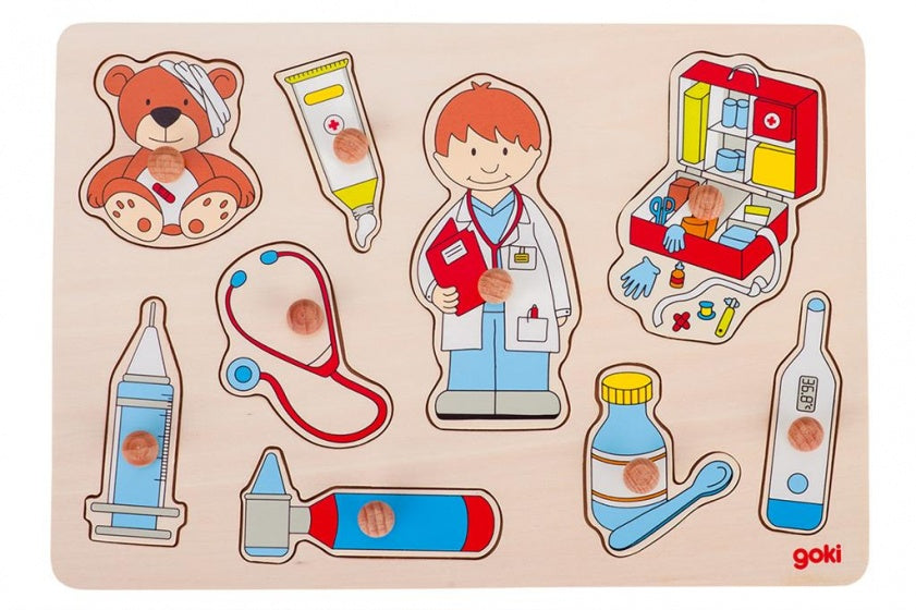 houten vormenpuzzel dokter 9-delig