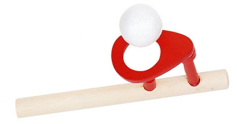houten zwevende bal 15 x 5 cm rood