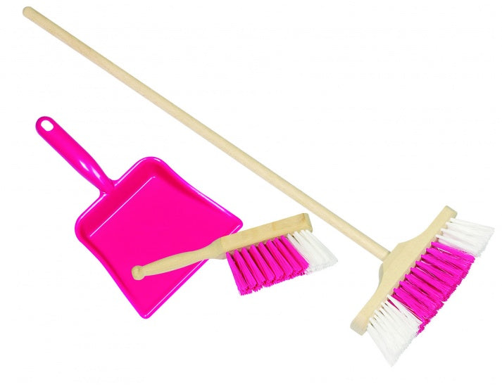 Kinderborstel Met Handveger en Blik Roze