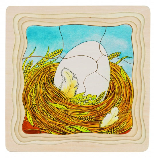 vormenpuzzel 4-lagen Kip junior hout 44 stukjes