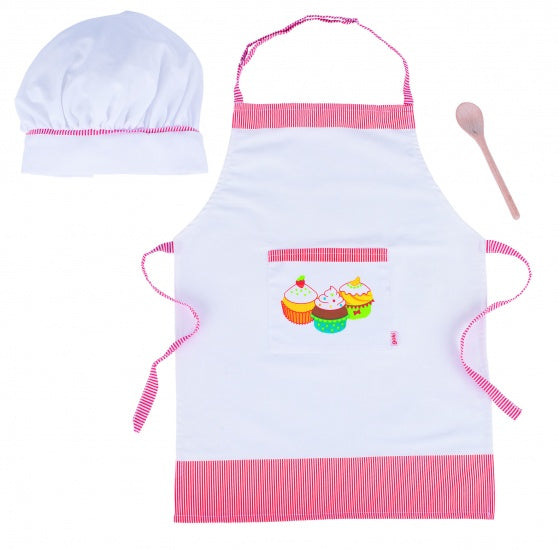 Kookset: Schort (56x41 cm) Koksmuts en Houten Lepel