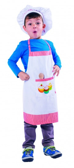 Kookset: Schort (56x41 cm) Koksmuts en Houten Lepel