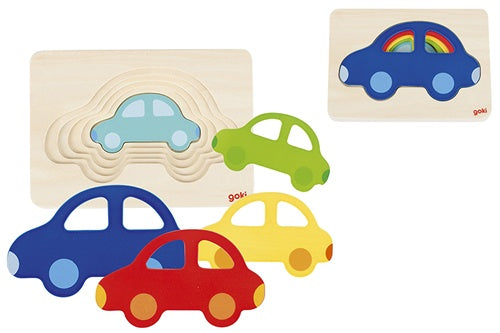 Legpuzzel hout auto's 5-delig