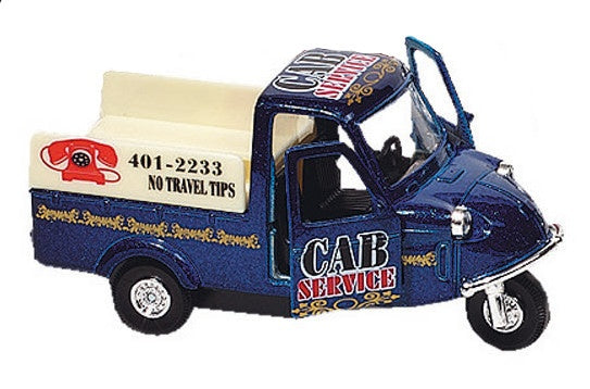 metalen auto Driewieler 10 cm blauw