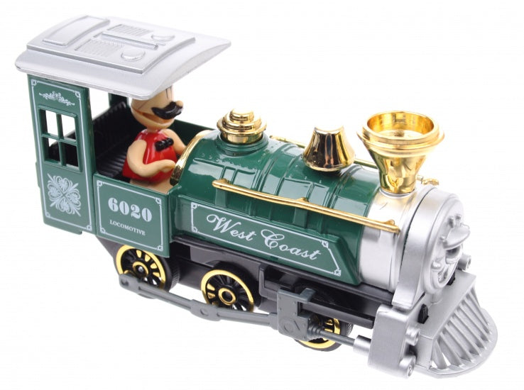 Metalen Klassieke Locomotief: Met Licht en Geluid Groen