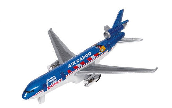 Metalen Vliegtuig 19 cm Blauw