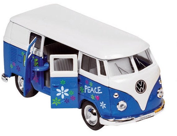 Metalen Volkswagen Microbus 1962: Blauw Met Opdruk
