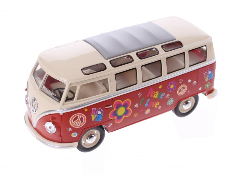 Metalen Volkswagen Microbus: Rood Met Opdruk