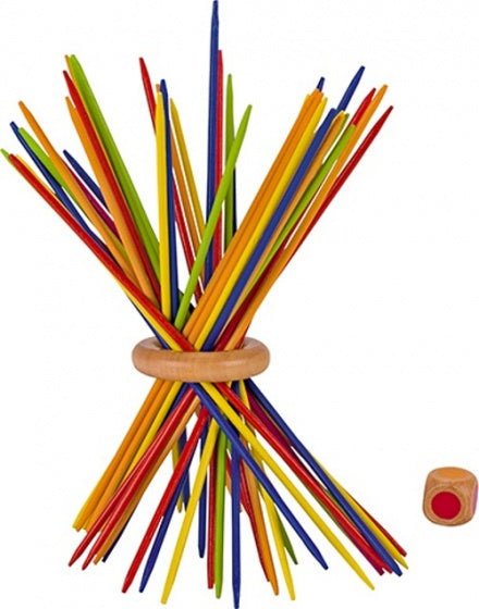 mikado regenboog met kleurendobbelsteen hout 43-delig