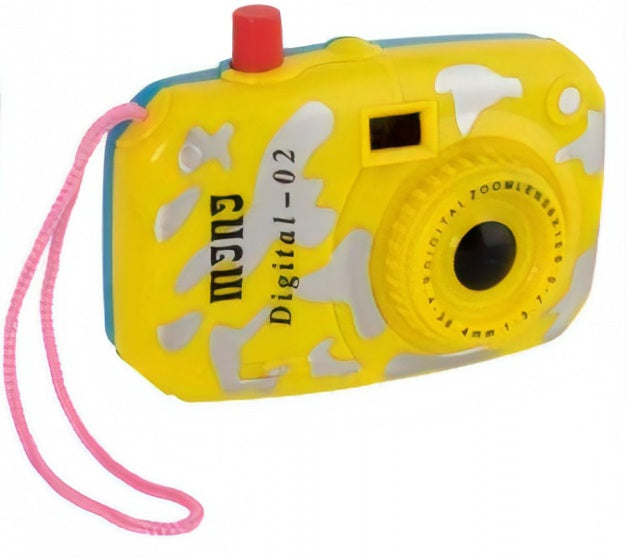 mini-fototoestel viewmaster 10 cm geel/blauw