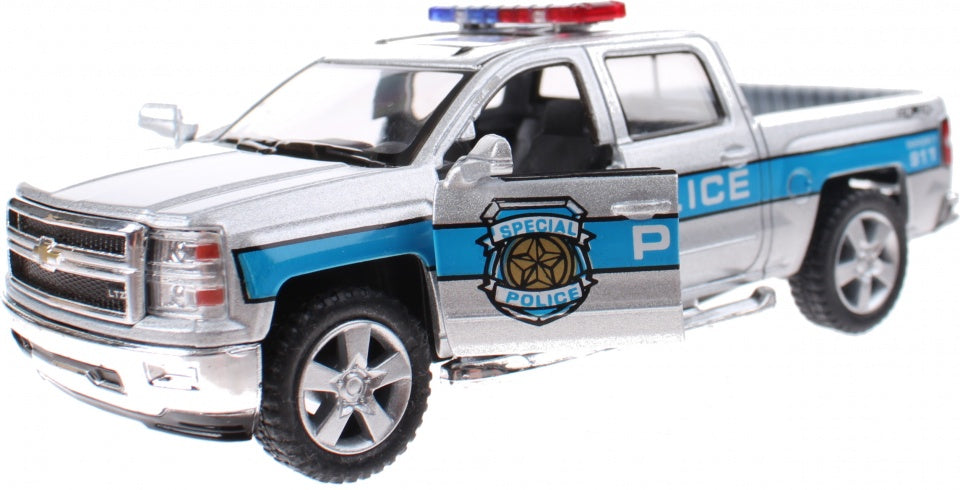 politie-auto metaal zilver 13 cm pullback