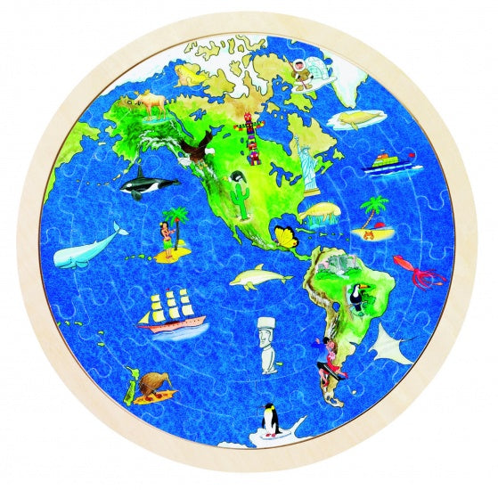 legpuzzel Wereldbol hout 57 stukjes