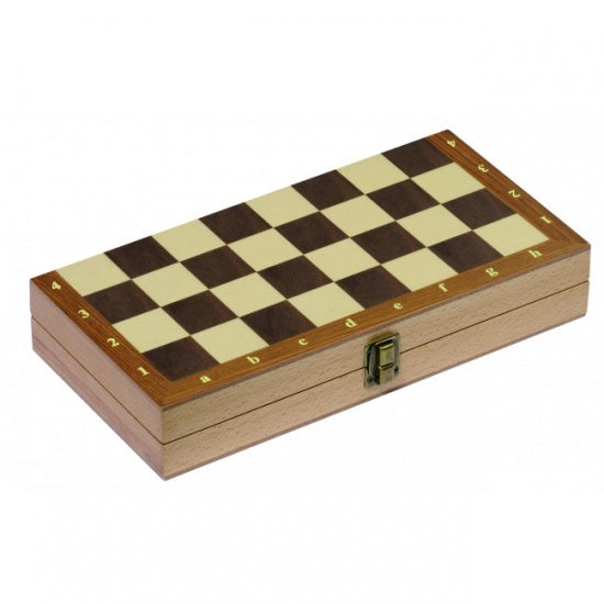 schaakspel opvouwbaar 30 x 30 cm hout bruin/naturel