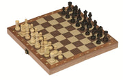 schaakspel opvouwbaar 30 x 30 cm hout bruin/naturel