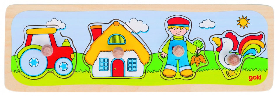 vormenpuzzel Bezoek aan de Boerderij junior hout 4 stukjes