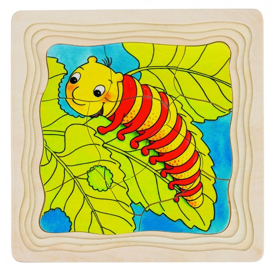 vormenpuzzel 4-lagen Vlinder junior hout 44 stukjes