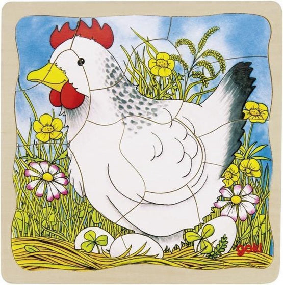 vormenpuzzel 4-lagen Kip junior hout 44 stukjes