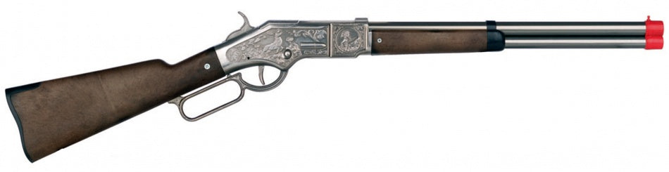 Speelgoed geweer cowboy 8 schots klein zilver
