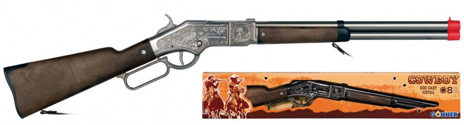 Speelgoed geweer cowboy 8 schots klein zilver