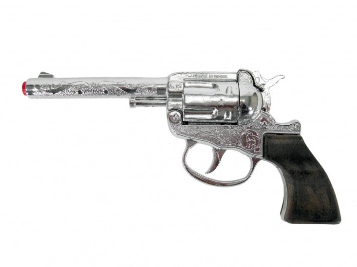 Speelgoed revolver cowboy 100 schots zilver