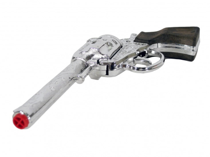 Speelgoed revolver cowboy 100 schots zilver