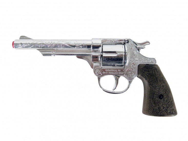 Speelgoed revolver cowboy 8 schots zilver