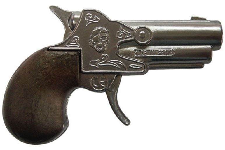 Speelgoed revolver piraten mechanich zilver
