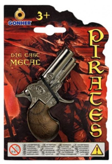 Speelgoed revolver piraten mechanich zilver