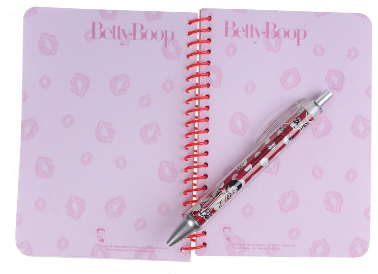 notitieboek met pen Betty Boop wit/rood 2-delig