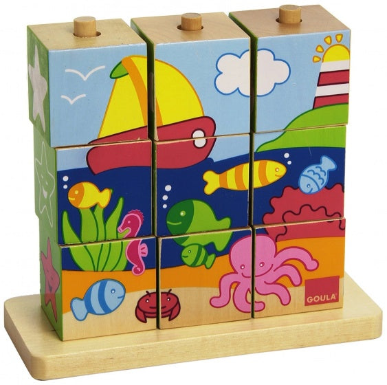 blokkenpuzzel Zee junior hout 9-delig
