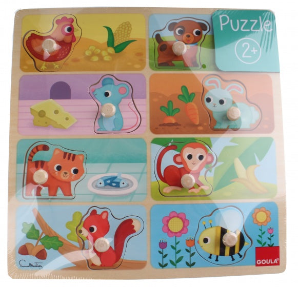 vormenpuzzel Dieren & Eten junior hout 8 stukjes