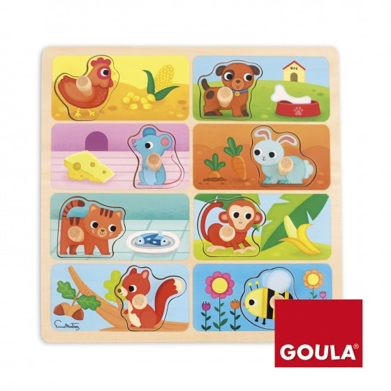 vormenpuzzel Dieren & Eten junior hout 8 stukjes