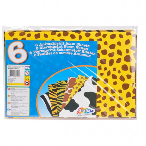 foamvellen met dierenprint 30 x 20 cm 6 stuks