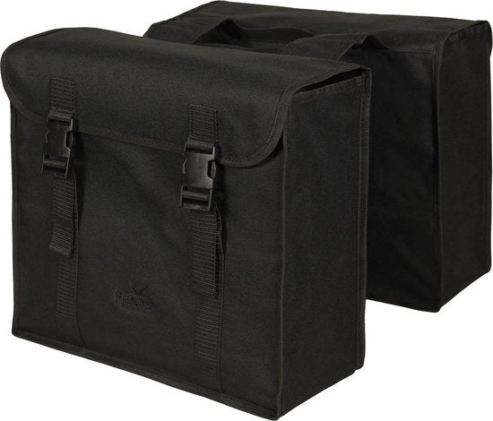 dubbele fietstas Basic polyester 34 liter zwart