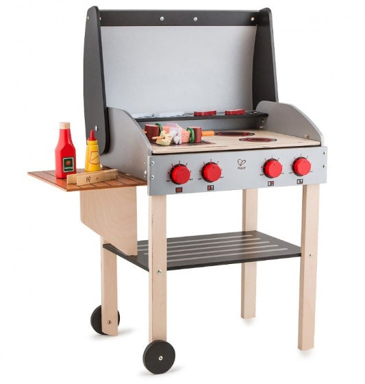 houten barbecue met eten 70 cm zwart/bruin