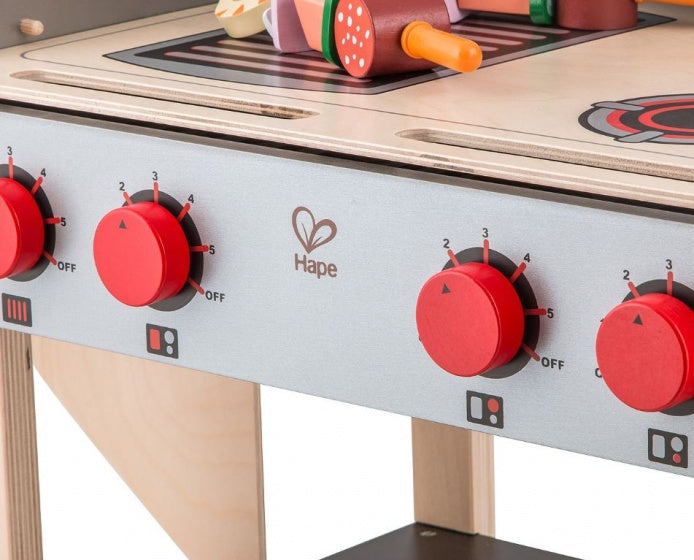 houten barbecue met eten 70 cm zwart/bruin