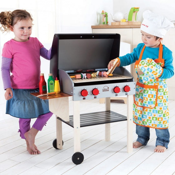 houten barbecue met eten 70 cm zwart/bruin