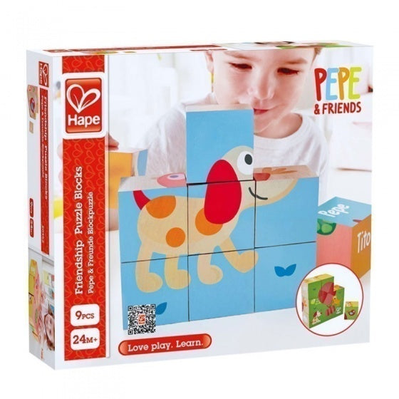 blokkenpuzzel Friendship junior hout 9-delig
