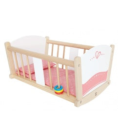 houten Rock-a-bye Baby wieg wit/roze