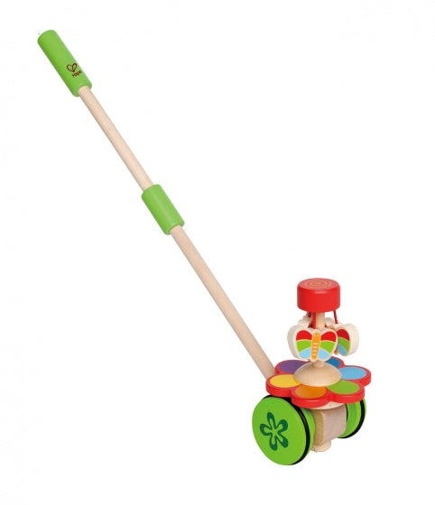 houten stokroller vlinders 56 cm rood/groen